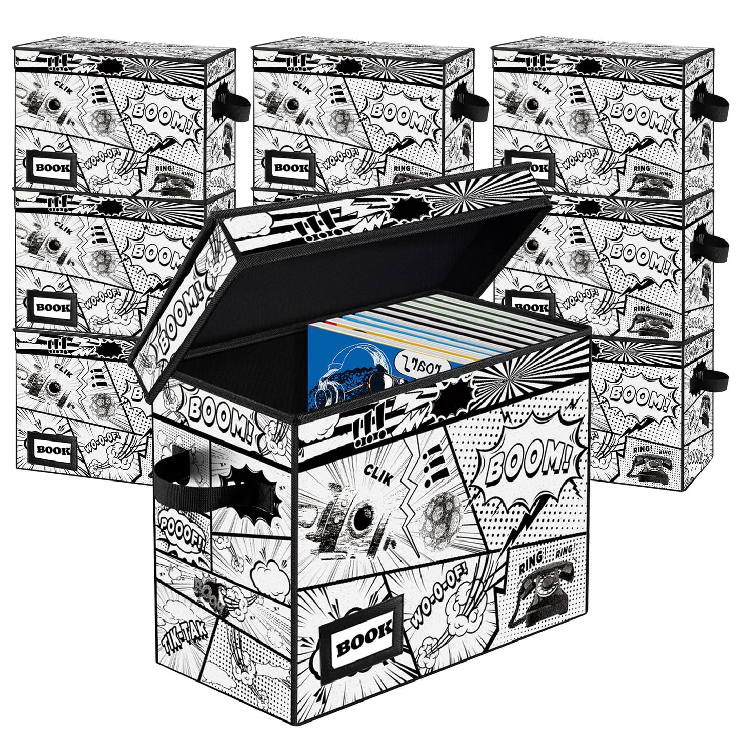 YNSZAS 10 Pack Collection Comic Book Storage Boxes, Protector Organizer 15.8" X 7.8" X 11.8" Collapsible Short Box Holds 160-180 Comic Book Heavy Duty Bin Container Holder Shelf