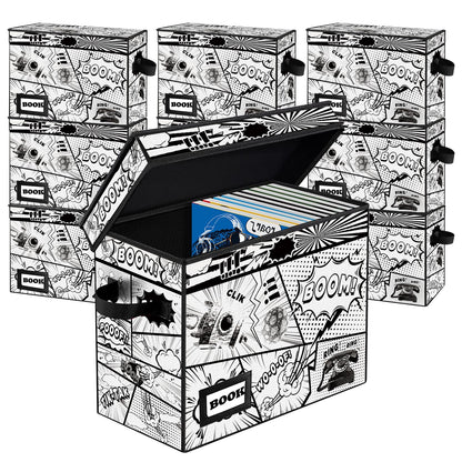 YNSZAS 10 Pack Collection Comic Book Storage Boxes, Protector Organizer 15.8" X 7.8" X 11.8" Collapsible Short Box Holds 160-180 Comic Book Heavy Duty Bin Container Holder Shelf