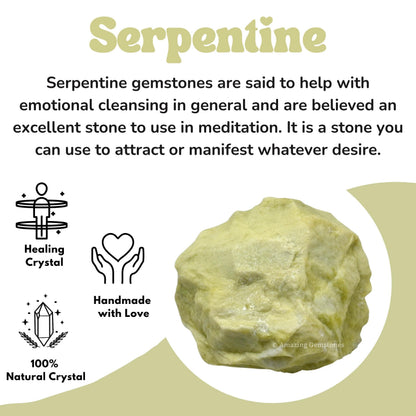 Amazing Gemstone Serpentine Raw Crystals and Healing Stones, Natural Rocks for Tumbling and DIY Raw Stones and Crystals (1 lb)