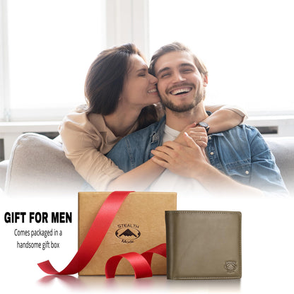 Stealth Mode Leather Bifold Wallet for Men With ID Window and RFID Blocking