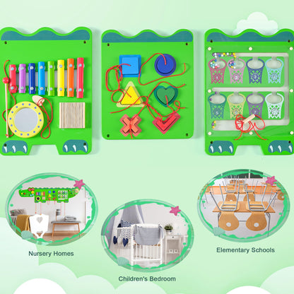 nigwet Crocodile Sensory Toys Activity Wall Panels, Educational Montessori Busy Board for Toddlers, Activity Cube - Sensory Wall, Wooden Learning Toys, Interactive Toy-Green