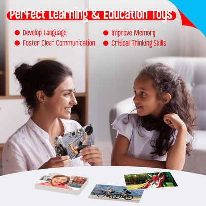100 Verb Flashcards, Picture & Word Cards Action Language Builder Visual Aid Language Learning Tool for Autism, ESL Teaching Materials for Adults, Non-Verbal Children Vocabulary Builder for Kids