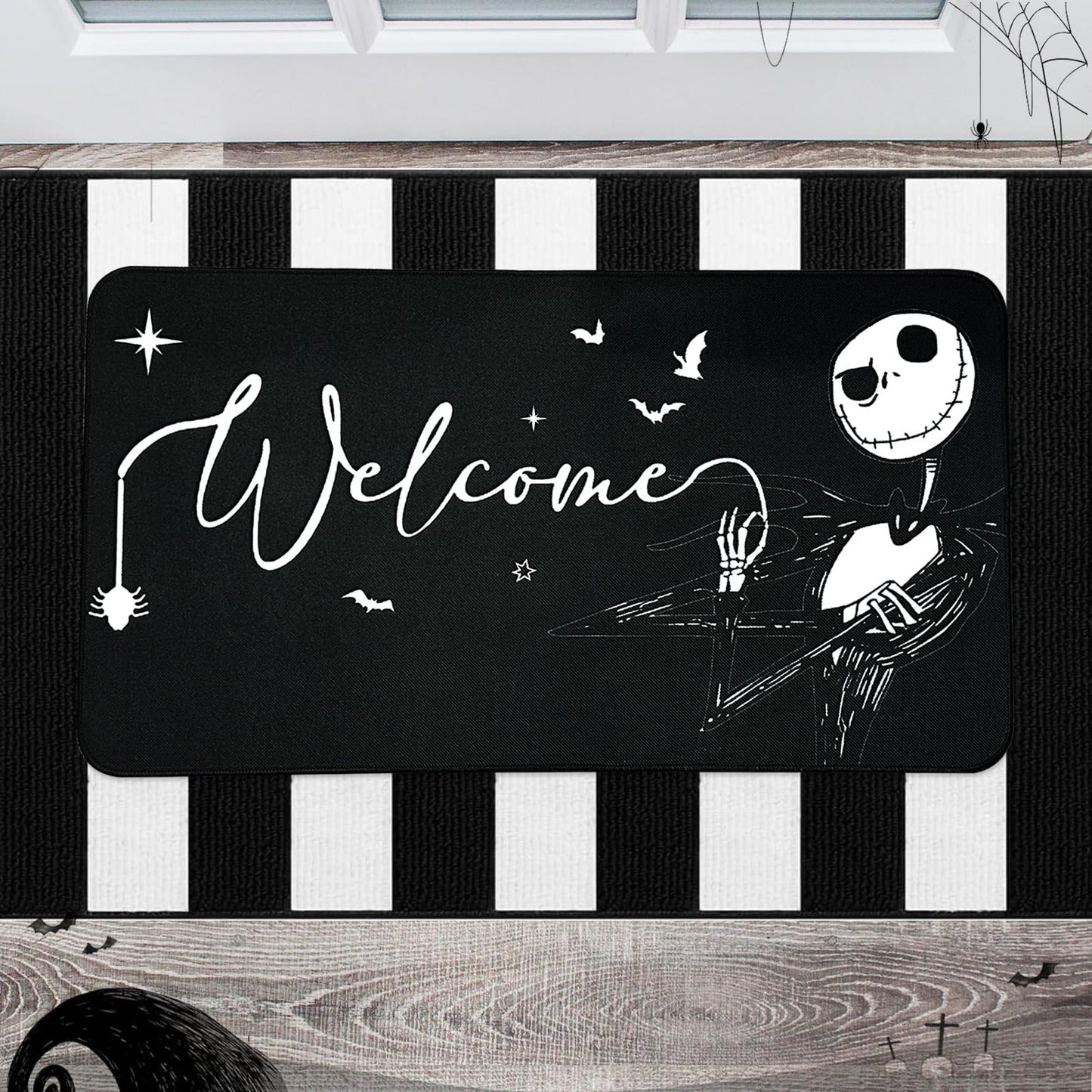 Darno Jack Skeleton Door Mat 30x17 inch, Nightmare Christmas Welcome Doormat, Nightmare Christmas Gfits, Nightmare Christmas Decor