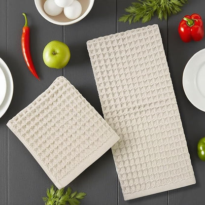 Jacquotha Waffle Hand Towels 2-Piece – Cotton, Quick Dry, Lint Free, 13” x 29”