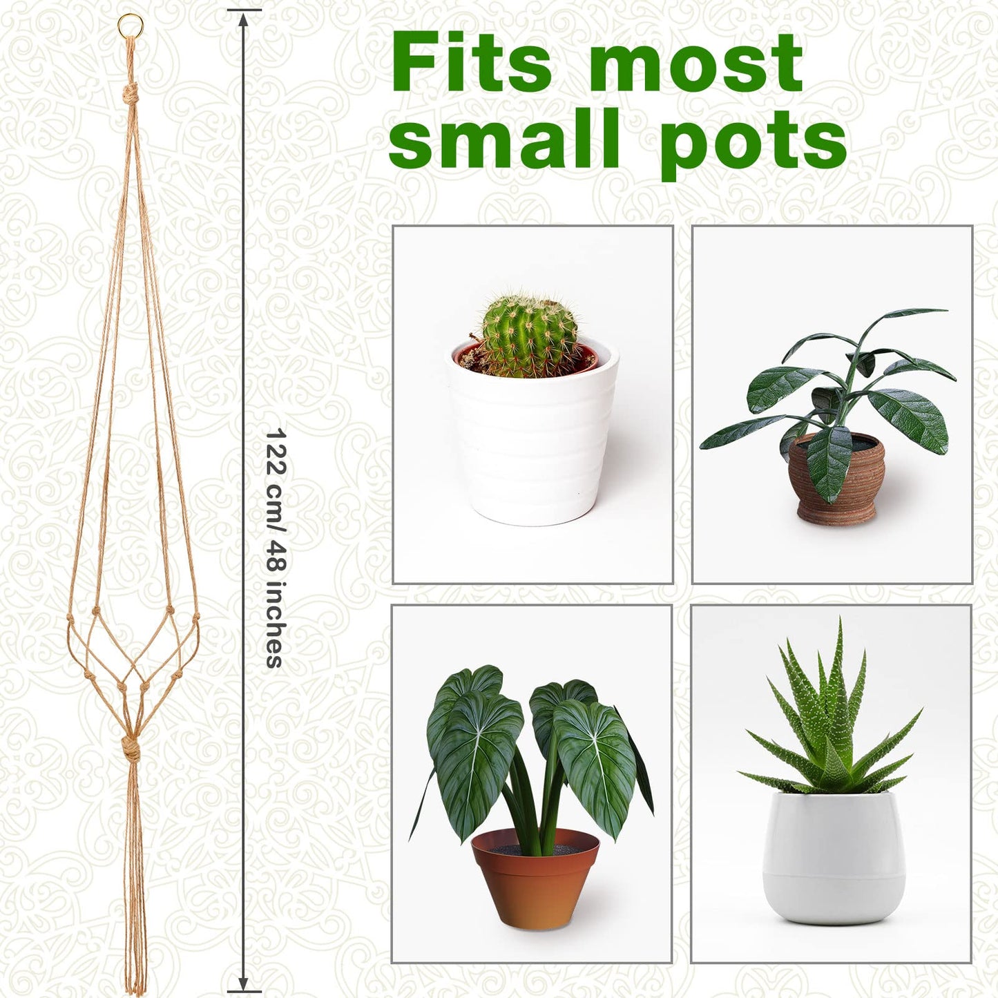 Newwiee 20 Pcs 48 Inches Macrame Plant Hangers Jute Rope Plant Holder Plant Hanger Indoor Rope Plant Hanger for Home Indoor Outdoor Garden Planter Flower Pot Holder Basket