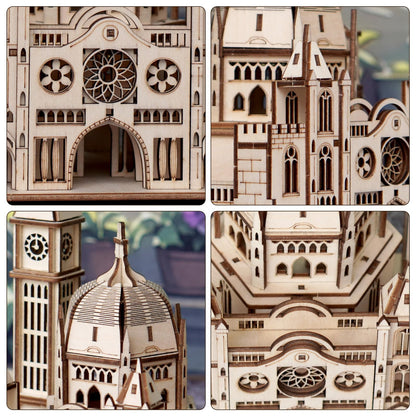 Foyucool 3D Wooden Puzzle for Adults, DIY Creative Castle Design Model Kit, Creative Assembly Model Building Kits to Build for Adults, DIY Assembly Puzzle for Christmas Day