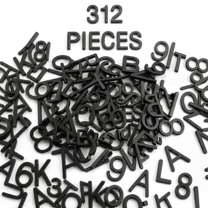 1 Inch Tall Plastic Letter Board Letters Only, 312 PCS Black Precut Replacement Letters and Numbers for Felt Letter Boards, Message Boards and Directory Boards, No Board Included