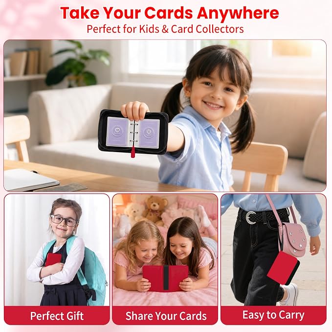 1 Pocket Card Binder with Zipper, 100 Pockets Mini Trading Card Album, Premium PU Leather Single Card Binder, Small Display Folder for TCG & Sports Cards