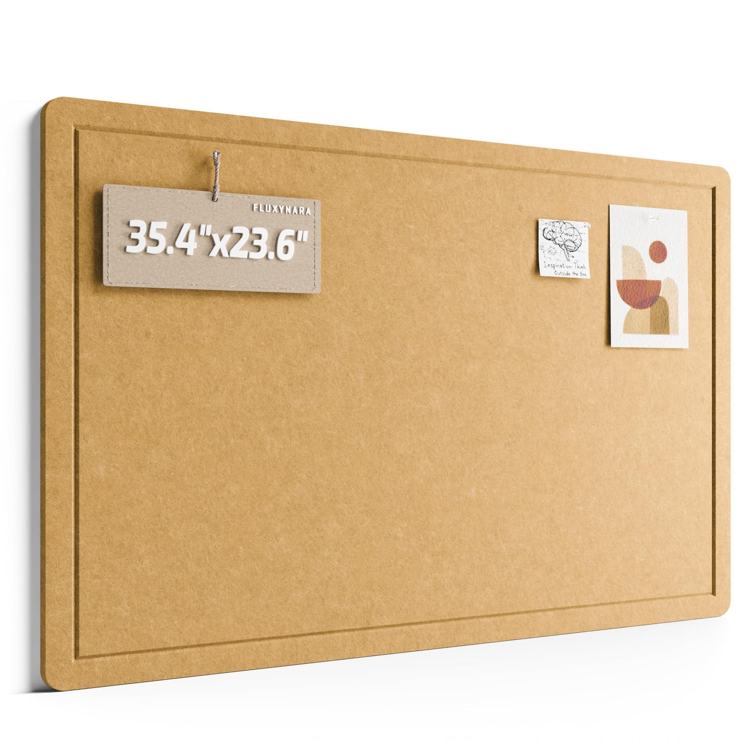 Fluxynara Bulletin Board,35.4" x 23.6" Cork Board Alternative with 12 Safe Removable Adhesive Tabs, Foldable Felt Pin Board for Home Office, Classroom, Bedroom,Entryway for Walls—Mustard Yellow