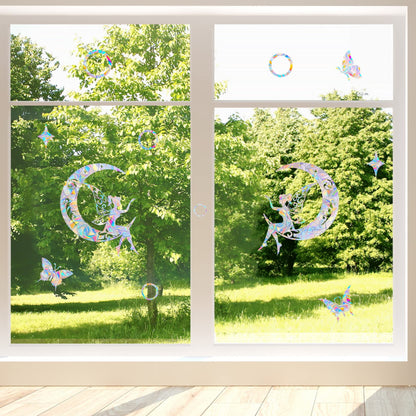 Fairy Anti-Collision Window Decals for Bird Strikes - Non-Adhesive Prismatic Clings, Rainbow Suncatcher Stickers to Save Birds From Collisions