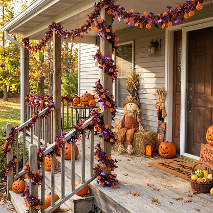 Halloween Tinsel Garland Decor, 50Ft Glitter Tinsel Twist Garland Decorations for Halloween Party Decor