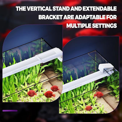 AQUASMITH Aquarium Light,Fish More Red Water is Not,Specific Full Spectrum Fish Tank Light,Comes with Two Mounting Brackets, Timing Function, Memory Feature, Adjustable Brightness, IP68 (10IN)