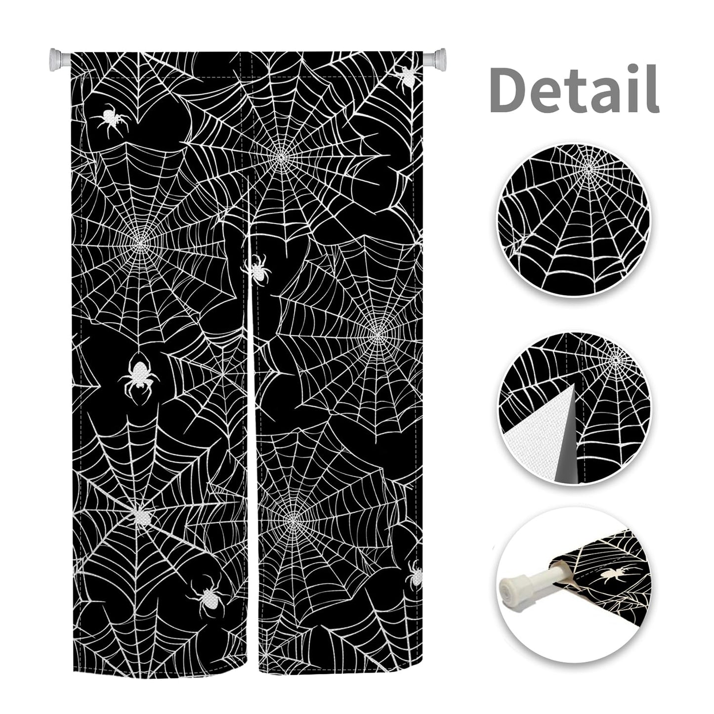 Leowefowa Janpanese Doorway Curtain Halloween Scary Spider Web Black Door Hanging Horror Night of Halloween Theme Window Treatment Partition Kithchen Bathroom Door Decor 33.5"x 59"