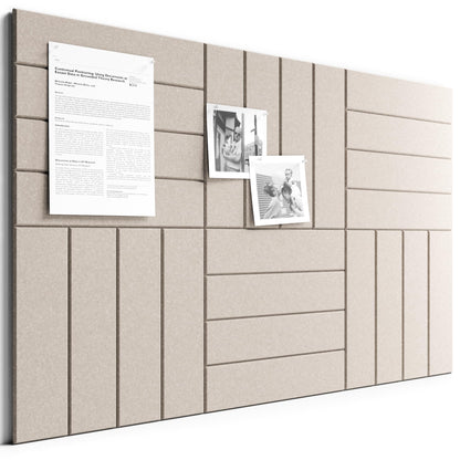 Bumusty Large Cork Board Alternative-36 x 24" Felt Bulletin Board Tiles, with 30 Pushpins, 40 Adhesive Tabs, Bold-Stripe 6-Pack, Cork Boards for Office Push Pin Board Felt Board-Taupe