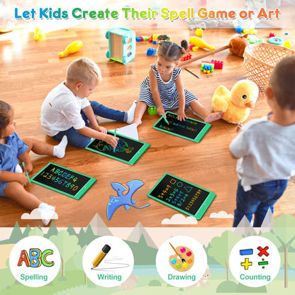 FLUESTON LCD Writing Tablet, Doodle Board Gifts for 3-8 Year Old Girls Boys, 10 Inch Colorful Electronic Board Drawing Pad for Toddlers, Christmas Birthday Gifts for Kids，Erase Lock Writing Board