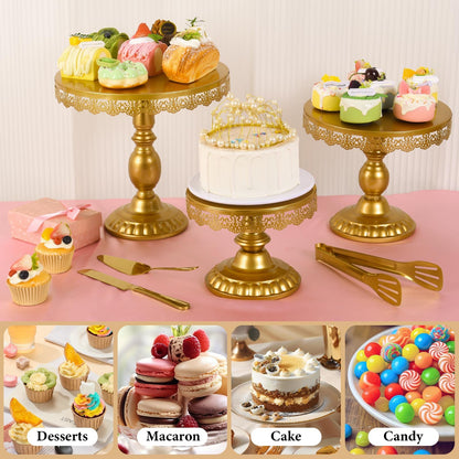 Jaevorite 12 Set of Gold Cake Stand, Metal Gold Cupcake Stand and Bases para Postres de Mesa, Elegant Gold Dessert Stands for Party and Wedding, Easy to Clean Desert Table Display Set