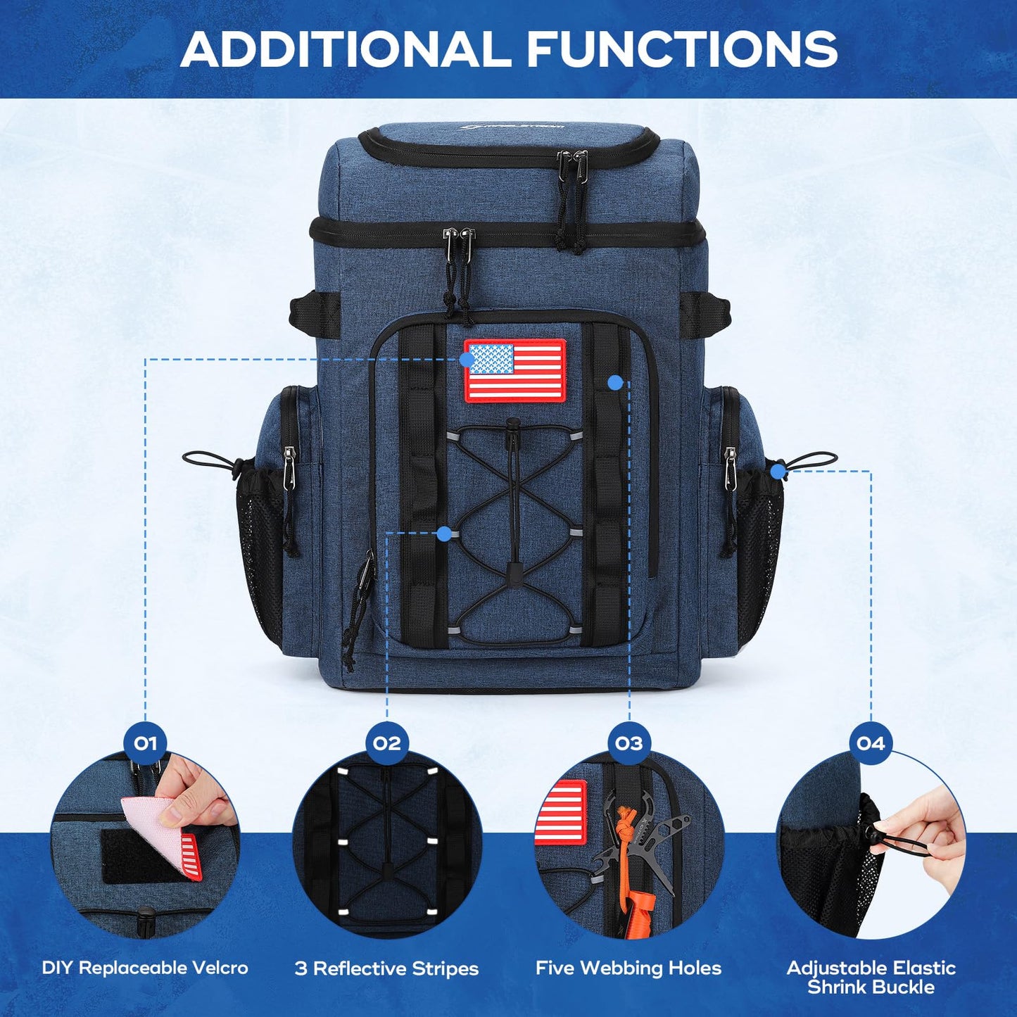 Maelstrom Backpack Cooler,Soft Lightweight Leakproof Cooler Backpack,35 Can Insulated Cooler Bag,Keeps 35 Cans Hot/Cold for Up to 16 Hours,Waterproof Lunch Backpack for Men Women-Blue