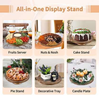 NUPTIO Wood Cake Stand Cupcake Stand: Small Round Cake Display Holder 7.6 Inch Pastry Stands Muffin Snack Platter for Kitchen Wedding Reception Bakery Baby Shower Graduation Dessert Table- 6 Inch Cake