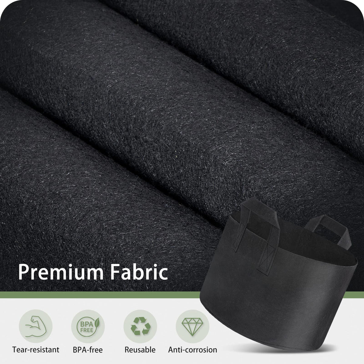 GreatBuddy Grow Bags 10 Gallon 12-Pack, Heavy Duty Fabric Grow Bags with Handles for Vegetables, Herbs, and Tomatoes, Fabric Pots & Planting Bags for Outdoor Home Gardening