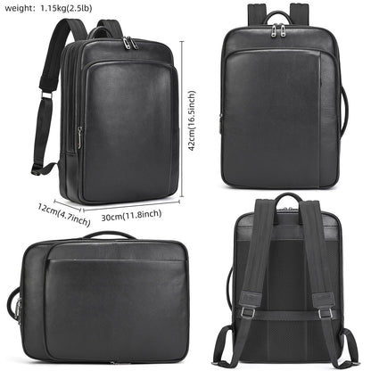 JulBean Laptop Leather Travel Backpack For Men Carry On Back Pack For Business Work computer Backpacks Fit 15.6" Laptop