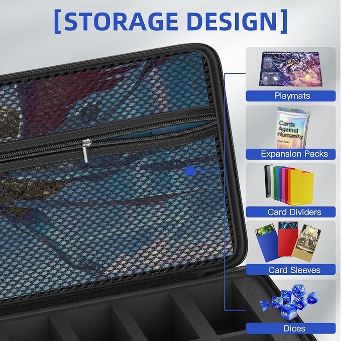 Vitula 1200-2200 Cards Case Fits for MTG, Cards Against Humanity, Yugi-oh, Portable Card Storage Box with a Dice Set Used to Storage Trading Card or Game Card, (L,Black)