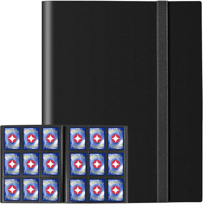 GEAoffice Trading Card Binder, 9 Pockets Card Album Folder, 360 Side Loading Pocket Binder for Sports&Game Cards, MTG and Other TCG, BLACK