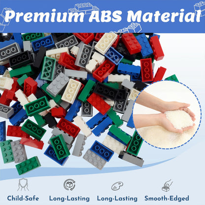 PUZSNAP 2×4 Building Blocks, 205 Pieces in 6 Colors, Essential Parts for Creative Play, Compatible with Major Bricks for Expansion