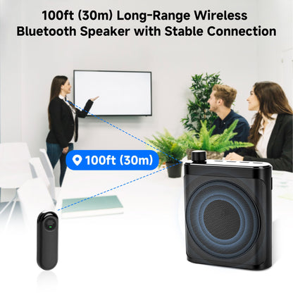 Sunnymark Wireless Voice Amplifier with 2 Wireless Microphones (Magnetic Lavalier), Portable Voice Amplifier for Teachers, Fitness, Classroom, Bluetooth Speaker Include Dual Microphone for Yoga