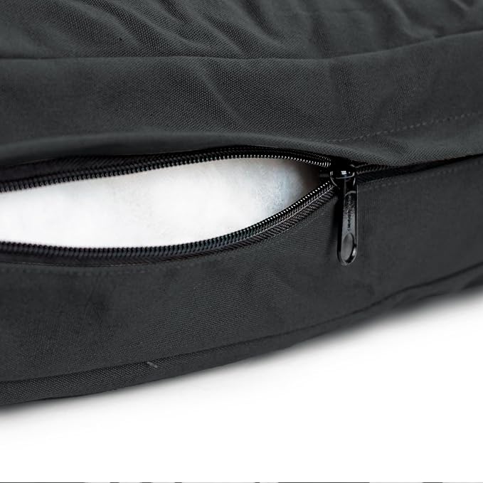 WHITEDUCK Outdoor Dog Bed Heavy-Duty 12oz Canvas, Water-Repellent Cotton, Machine Washable Removable Cover with Full-Length Zipper, Dog Bed for Large Dogs & Crate, (Black) 41" Lx33 Wx4.3 th (XL)