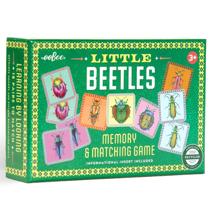eeBoo: Memory & Matching Game- Little Beetles- 18 Illustrated Matching Pairs, Concentration Tile Game, Informative Insert, Kids Ages 3+, 1-4 Players