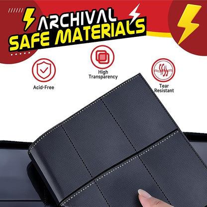 Trading Card Binder 9 Pocket,900 Pocket Card Collection Binder with 50 Removable Sleeves,PU Waterproof Top Card Book,3-Ring Zipper Collectible Trading Card Album for MTG/TCG/Card Holder Gift（Red）