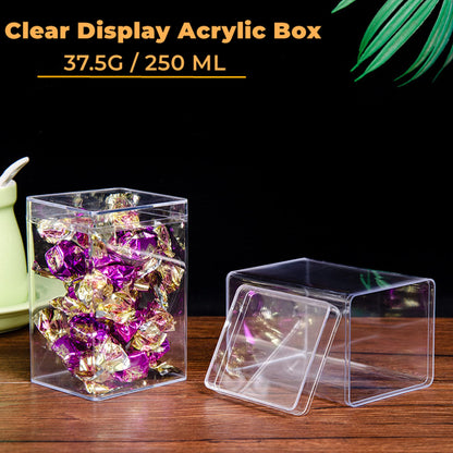 LOVPLAY Small Acrylic Box, Clear Display Box with Lid Plastic Square Cube Clear Candy Box for Birthday Party Favor