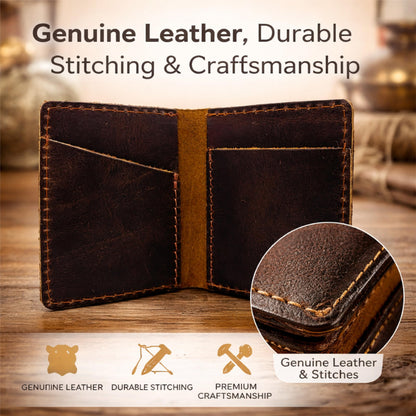 TheAntiq Credit Card Case Holder, Genuine Leather Bifold Wallet for Men and Women, Slim Minimalist Front Pocket Card Holder for Credit and Debit Cards, 4x3 Inches, Brown