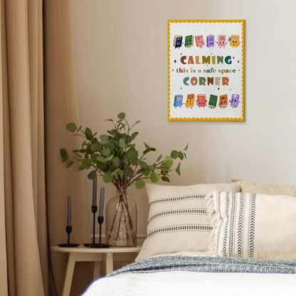 XINCEYWJ Boho Calming Corner Reading Classroom Wall Decor, Reading Nook Corner Decor, Nursery Toddler Office Canvas Art Prints Framed, Inspirational Wall Art for school Counseling Office, 11x14 In