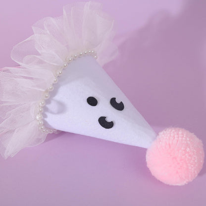 Agkvw Halloween Ghost Birthday Hat for Girls - Pink Ghost Tulle Birthday Hat, Cute Halloween Bday Decor, Spook One 1stBirthday decor, Two Spooky Bday Decoration for Girls