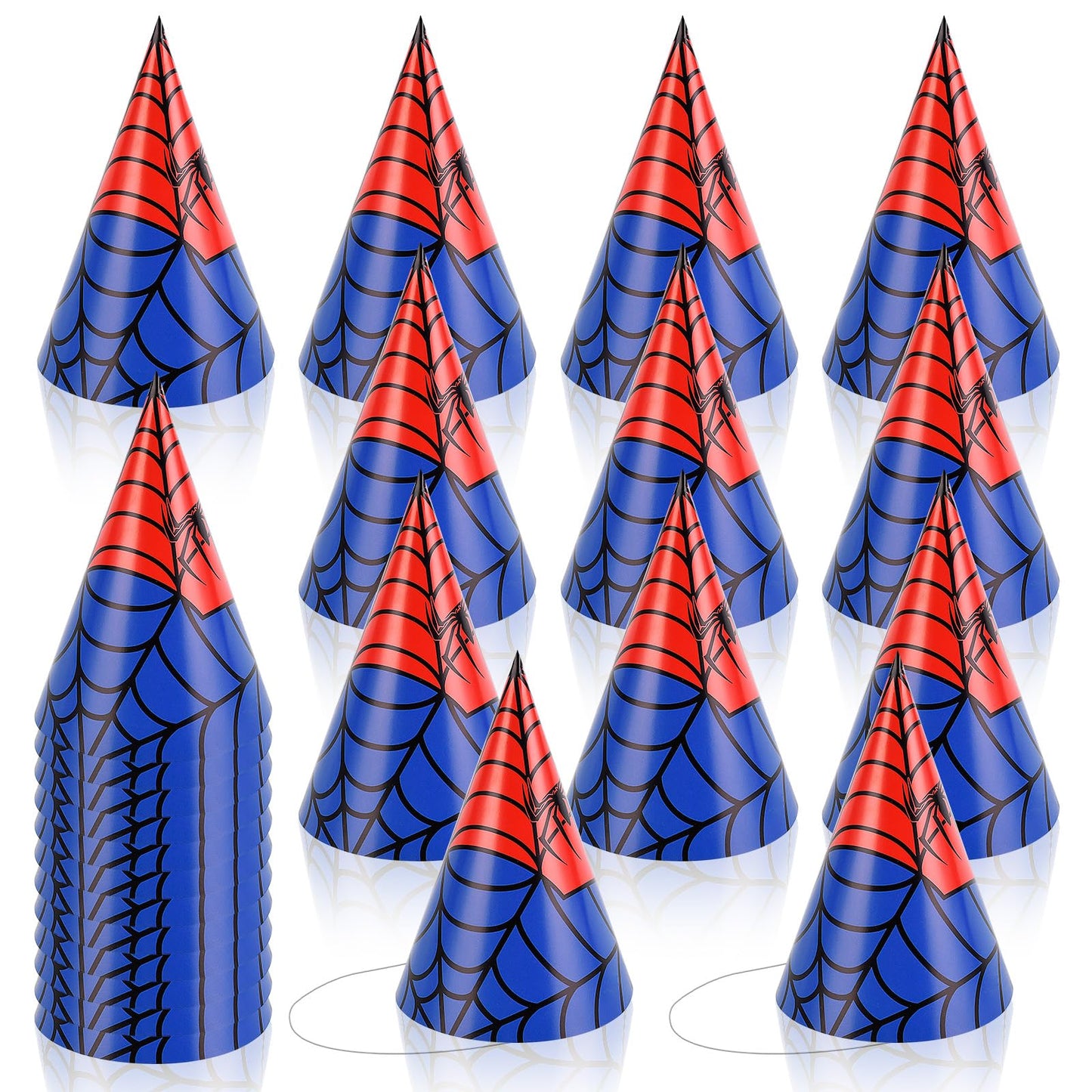 GKXMAXIWANG 24 Pcs Spider Theme Birthday Party Hats Decorations Spider Web Cone Hat Classroom Celebration Party Supplies Shower Photo Prop & Colorful Paper Party
