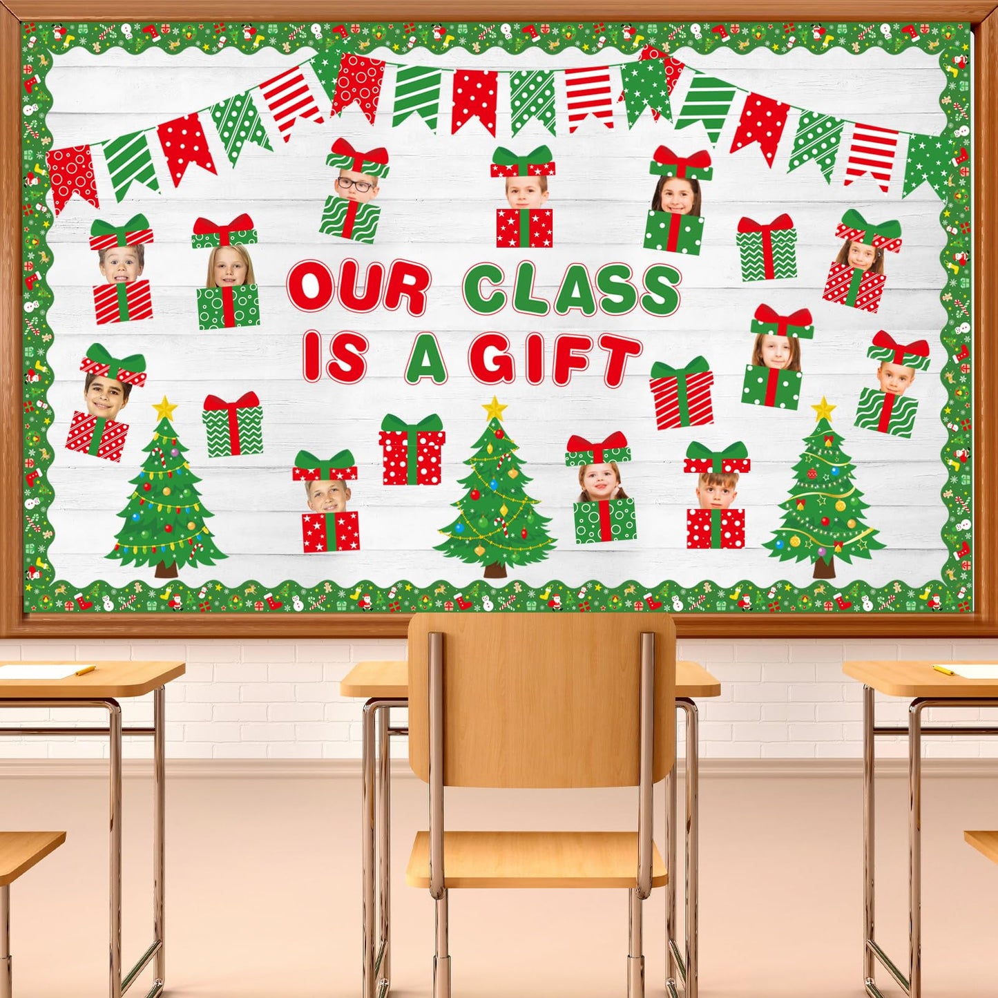HIQINLUG Christmas Bulletin Board Decorations Set Christmas Classroom Decoration Xmas Boxes Bulletin Board Decor Cutouts For Xmas Holiday Party Classroom School Home Wall Decor