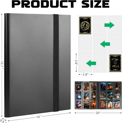 Lzerking 2 Pack 9 Pockets Trading Card Binder, Black, 40 Sheets, 720 Cards, Baseball, Football, Basketball, K-pop Photocard
