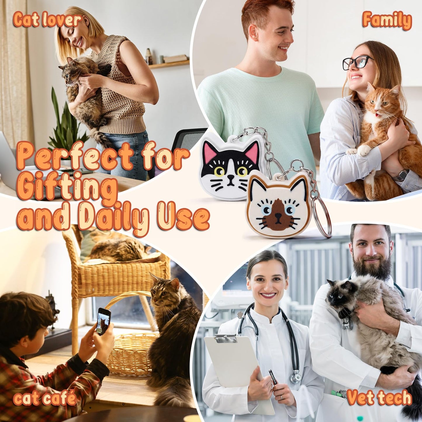 Kenning 12 Pcs Cat Clicker Fidget Keychain Bulk 3D Printed Sensory Clicker Fidget Toys for Adults Stress Relief Cat Party Favors Keychains for Birthday Goodie Bags Summer Giveaways Coworker Gifts