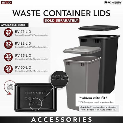 Rev-A-Shelf Double 35 Qt Pullout Trash Cans with Soft-Close for Under Kitchen Cabinets, Min Opening Width of 14.5", White, 53WC-1835SCDM-211