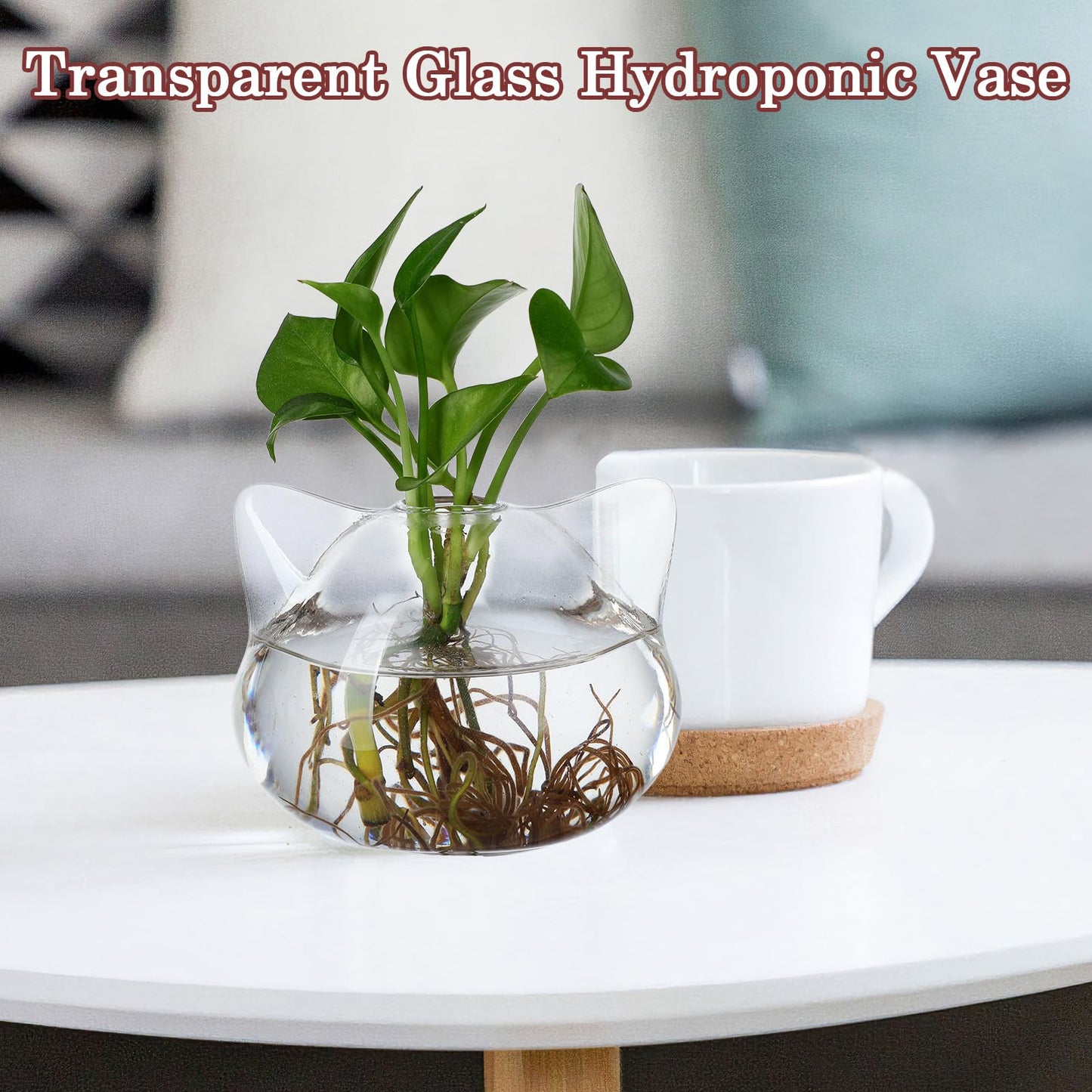 Garneck Cat Shaped Glass Vase Set 2Pcs Hydroponic Plant Vase Desktop Green Plant Terrarium Flower Container Decorative Gift for Home Office