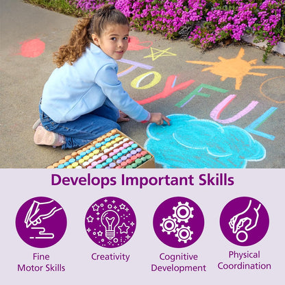 Colorations sidewalk chalk classroom pack, Assorted Set, Outdoor Play, Screen-free, Creativity, Drawing, Hopscotch, Easy to Grip, Colors & Patterns