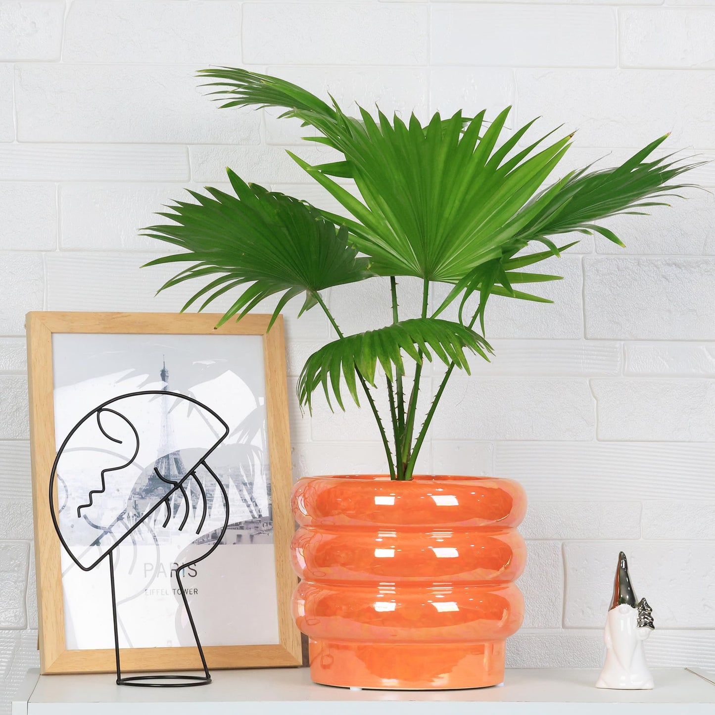 YFFSRJDJ 7.8 Inch Ceramic Plant Pots for Indoor Plants, Rainbow Pearl Glaze Planter with Planters for Plants with Drainage Hole, Orchid Pots, Succulent Pot, Flower Pot (Orange)