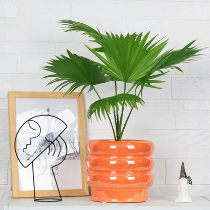 YFFSRJDJ 7.8 Inch Ceramic Plant Pots for Indoor Plants, Rainbow Pearl Glaze Planter with Planters for Plants with Drainage Hole, Orchid Pots, Succulent Pot, Flower Pot (Orange)