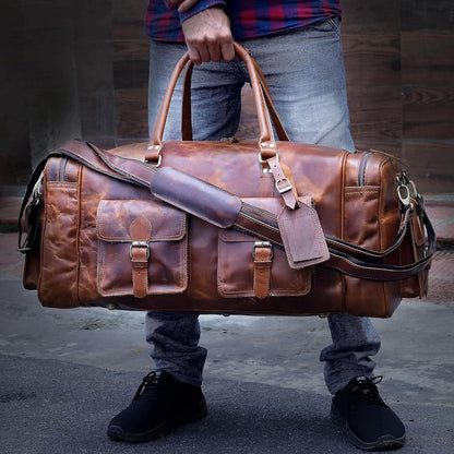 Large duffel bags for men holdall leather travel bag overnight gym sports weekend bag 32 Inch