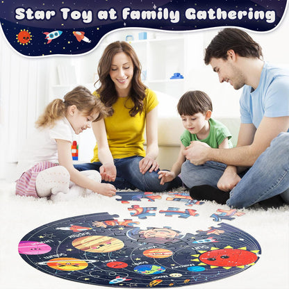 TALGIC Puzzles for Kids Ages 4-6 with Solar System Planets, 70 Piece Round Large Kids Floor Puzzles for Ages 3 4 5 6 7 8, Educational Toy Gift Jigsaw Puzzles for 5 Year Old Boys Girls