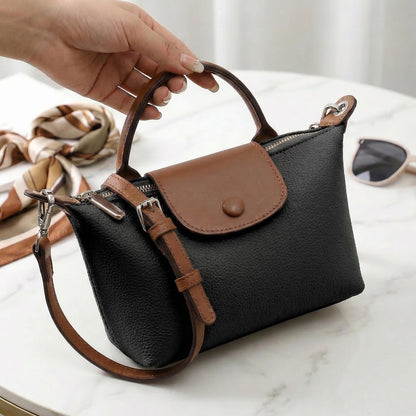 sagact Chic Dumpling Crossbody Bag for Women - Soft Vegan Leather Side Sling Pouch with Anti-Theft Hidden Pocket - Lightweight Mini Messenger Purse for Travel, Shopping and Daily Use (8.66" x 5.12")