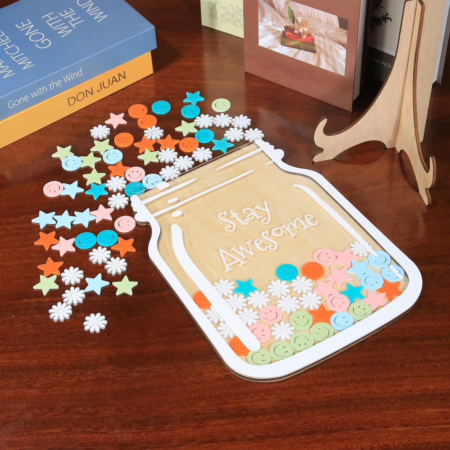 TINGKU 100 Tokens Happy Daisies Magnetic Behavior Jar Classroom Reward System, Extra Large Class Teacher Reward Incentive Jar for Kids, Behavior Management Classroom Tools, Children Reward Chore Jar
