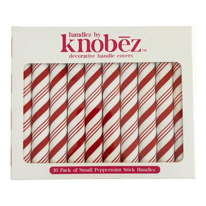 Knobēz Handlez 10pk Small Covers, Peppermint Stick Festive Holiday Decor