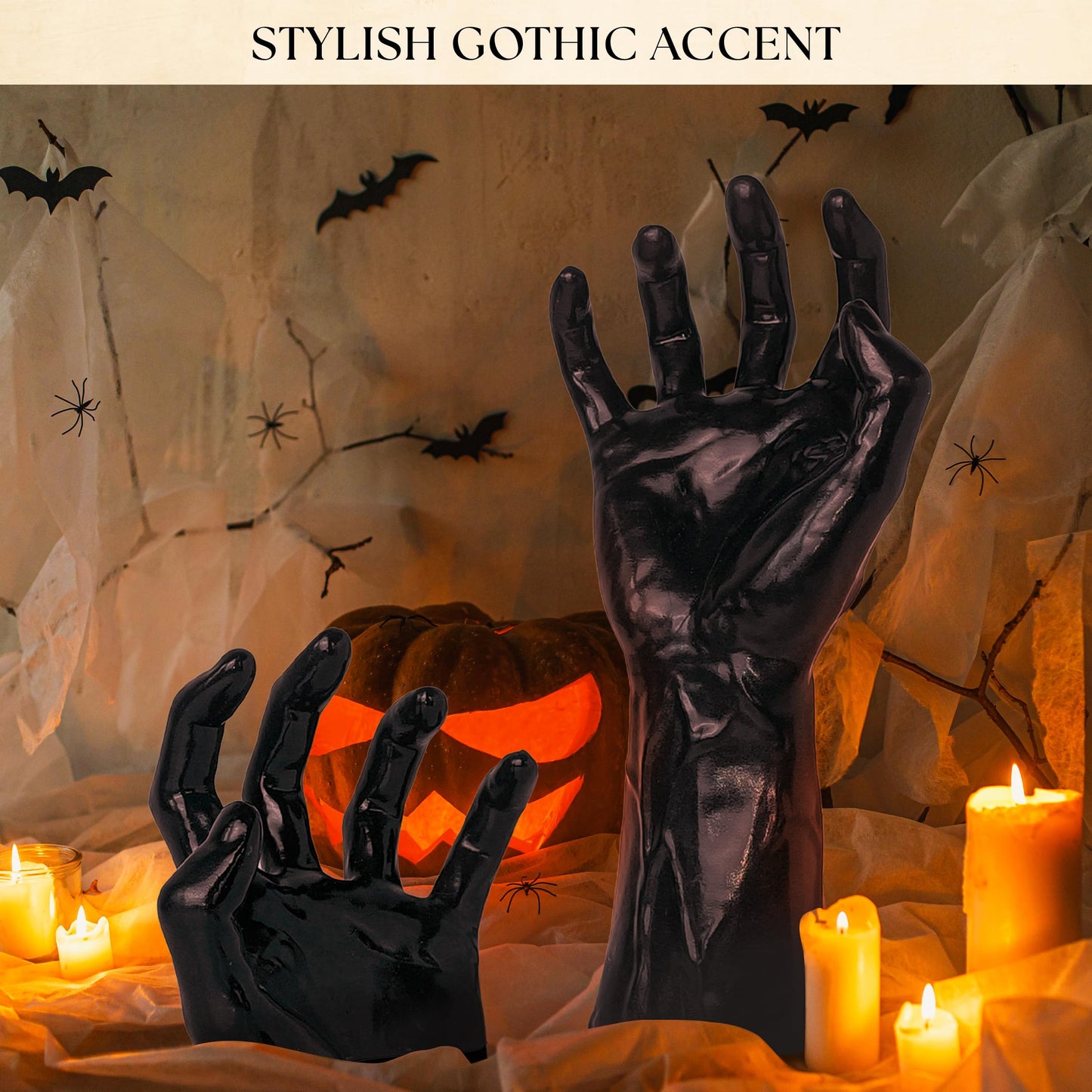 97 Decor Scary Halloween Decorations Indoor - Dark Hand Wall Mount, Gothic Home Decor Aesthetic, Spooky Wall Art Halloween Sculpture For Bedroom, Creepy Witch Hands Hanging Keys Jewelry (include Bats)